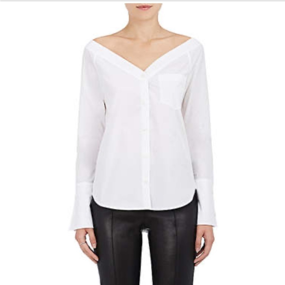 A.L.C. Wes Cotton Off the Shoulder Button Down